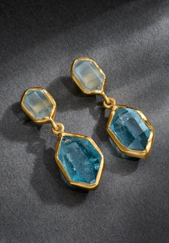 Pippa Small 18k Aquamarine Double Drop Earrings