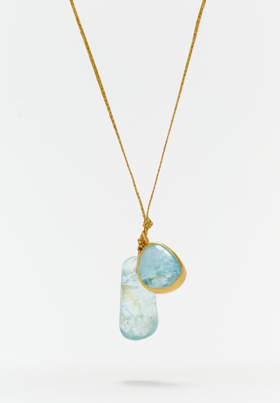 Pippa Small 18k, Aquamarine Double Drop Pendant 53.39 cts