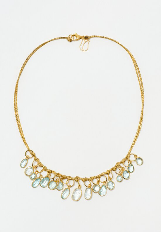 Pippa Small 18k, Aquamarine 17 Stone ShortNecklace 13 in