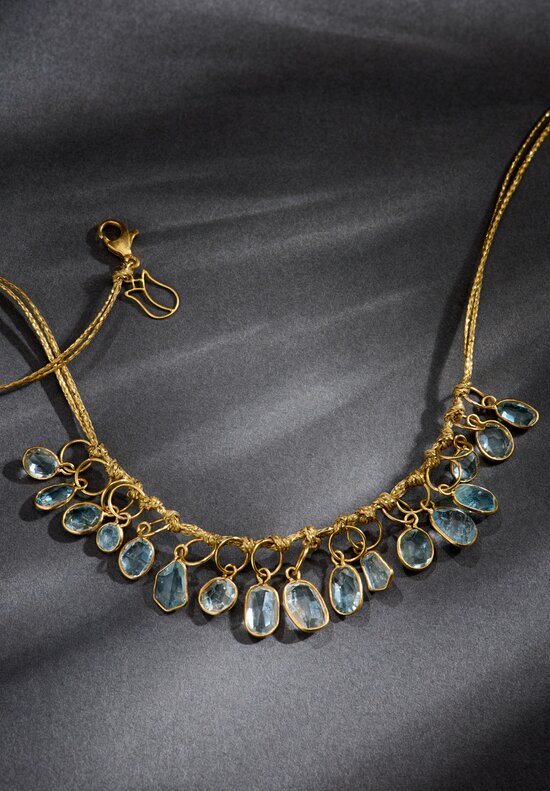 Pippa Small 18k, Aquamarine 17 Stone ShortNecklace 13 in