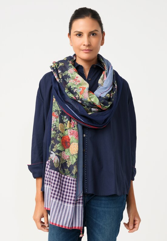 Pero Cotton Silk Embellished Floral Scarf