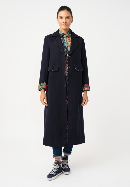 Péro Pashmina Coat with Gem-Studded Cuffs