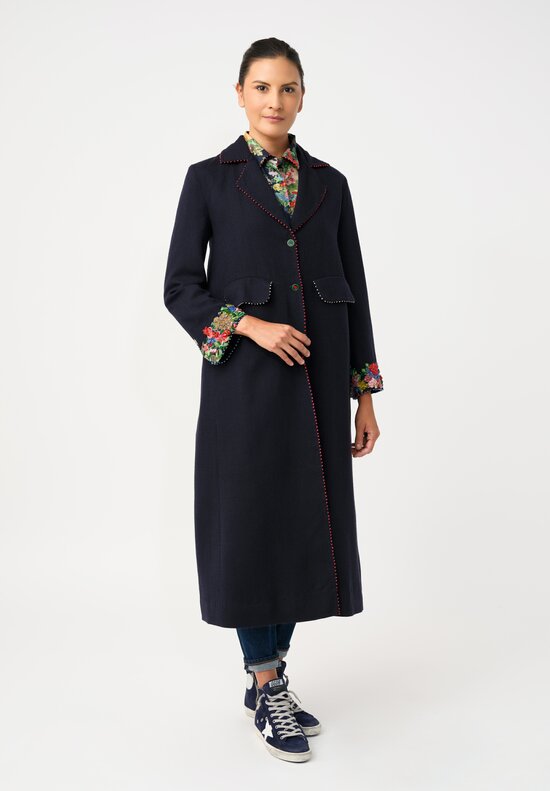 Péro Pashmina Coat with Gem-Studded Cuffs