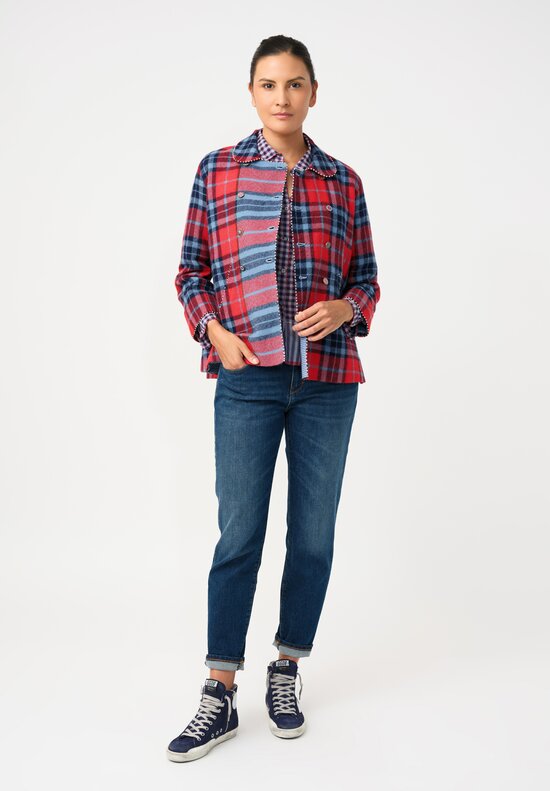 Péro Pashmina Double-Breasted Plaid Coat