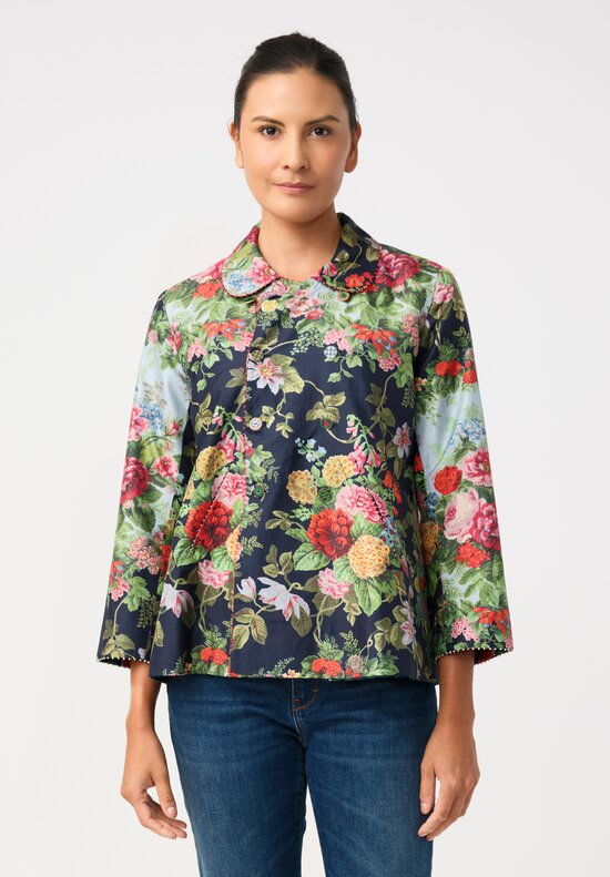 Péro Double-Breasted Silk-Lined Floral Jacket