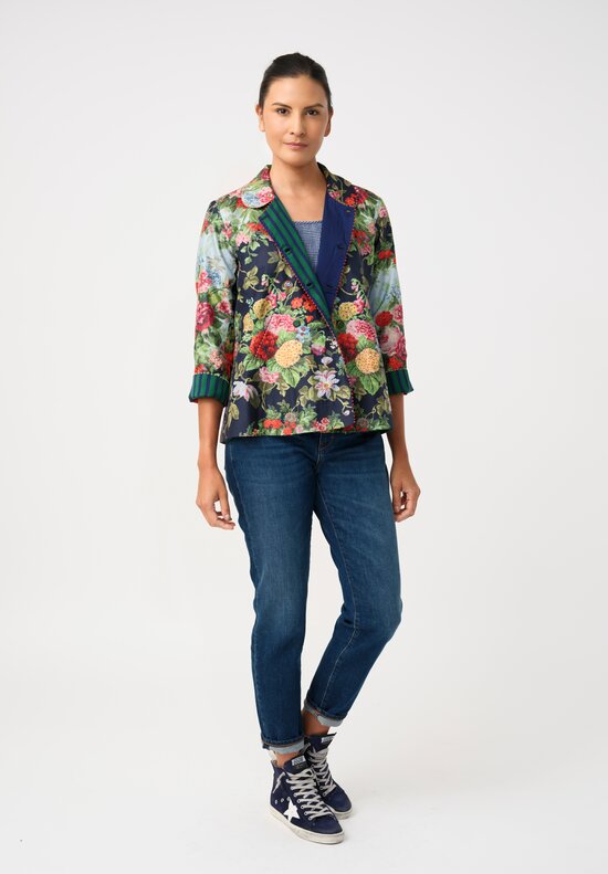 Péro Double-Breasted Silk-Lined Floral Jacket