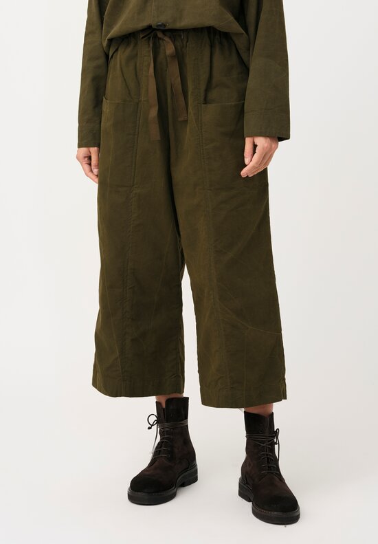 Biek Verstappen Cotton Front Pocket Paneled Pants in Khaki Green