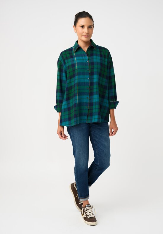 Péro Silk Hand-Knotted Plaid Button Down