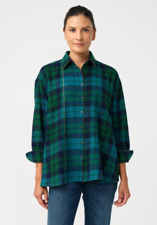Péro Silk Hand-Knotted Plaid Button Down