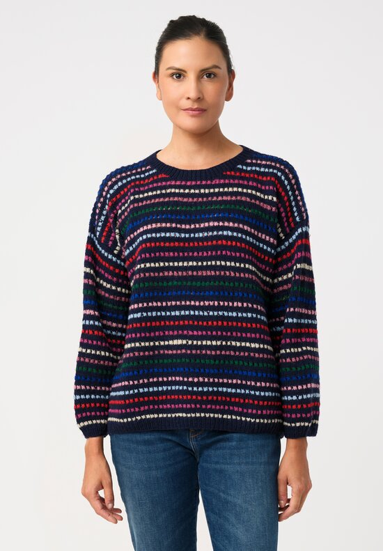 Péro Hand-Knit Striped Confetti Pullover Sweater