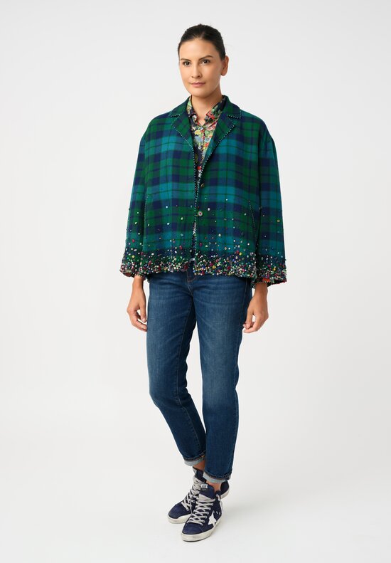 Péro Silk Blend Gem-Studded Plaid Coat