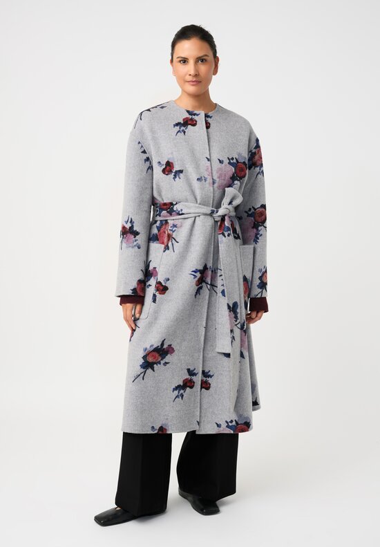 Erdem Double-Faced Rose Print Belted Coat