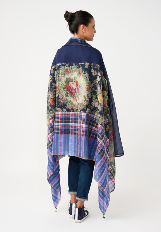 Péro Silk Large Plaid Scarf with Tassles