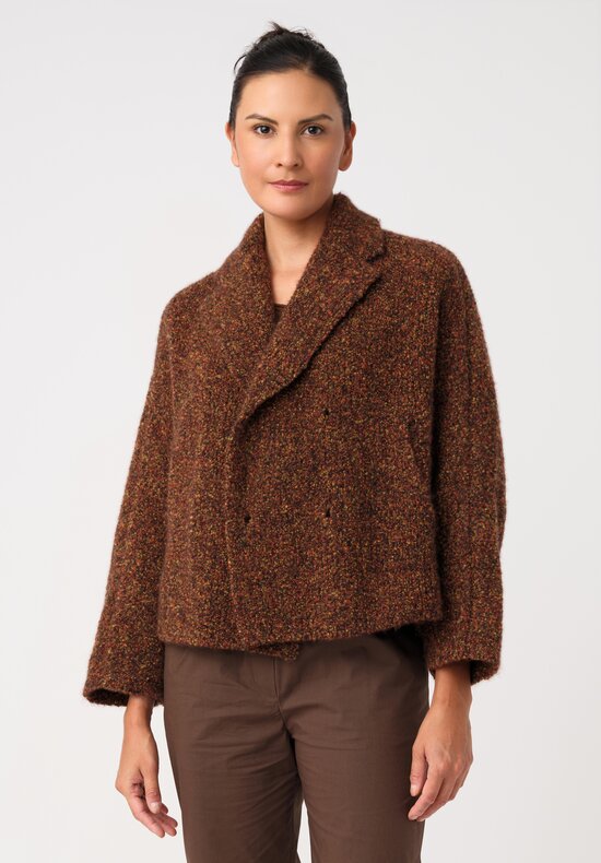 Boboutic Double Breasted Notch Lapel Jacket in Ochre & Brown Salt & Pepper