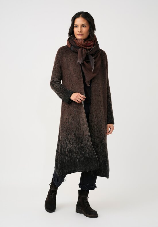 Avant Toi Brushed Thermal Jacquard Coat in Moro Brown Degradé