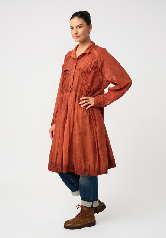 Rundholz DIP Cotton Voile Utility Pocket Dress in Crab Red