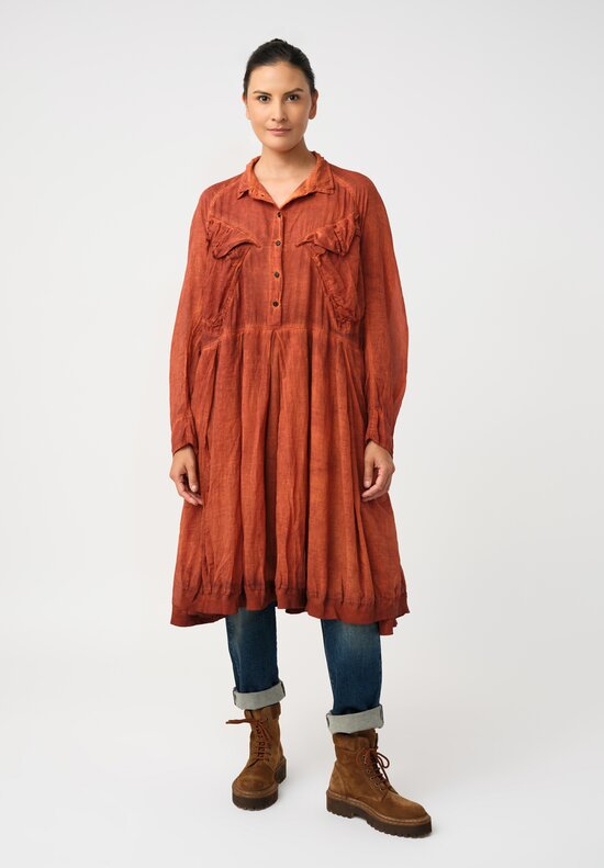 Rundholz DIP Cotton Voile Utility Pocket Dress in Crab Red