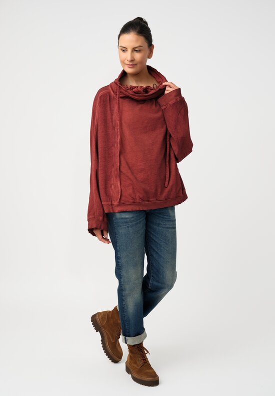 Rundholz DIP Cotton Jersey Double Cowl-Neckline Sweatshirt in Pine Green