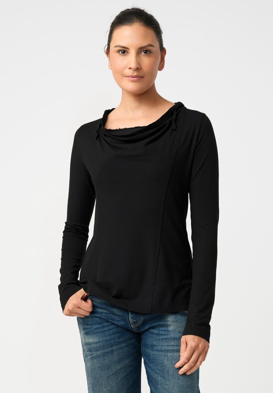 Rundholz DIP Stretch Cotton Jersey Drawstring Cowl Neck Top