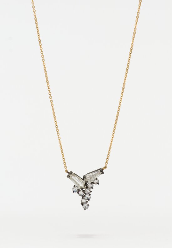 TAP by Todd Pownell Oxidized 14K, 18K Baguette & Inverted Diamond Cluster Chain Necklace 18