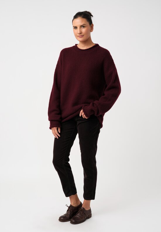 Casey Casey Cashmere Ribbed Knit Sweater in Wine Red