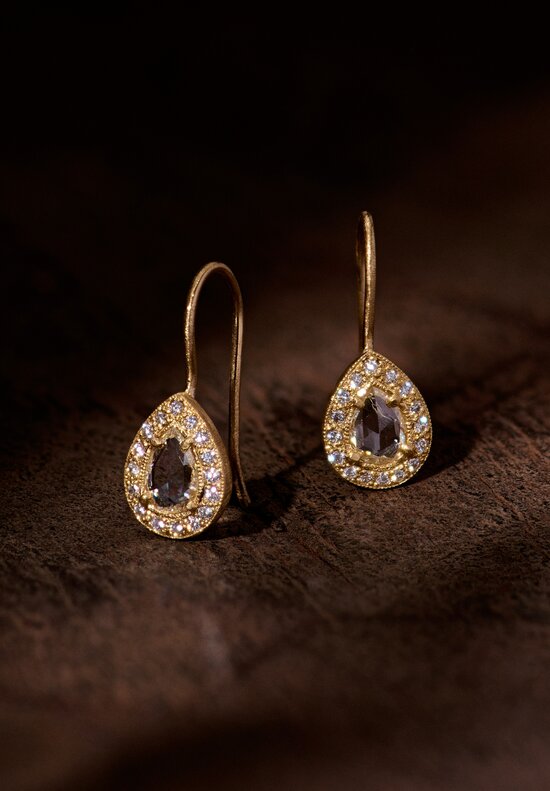 Yasuko Azuma 18k and Rose Cut Halo Diamond Earrings