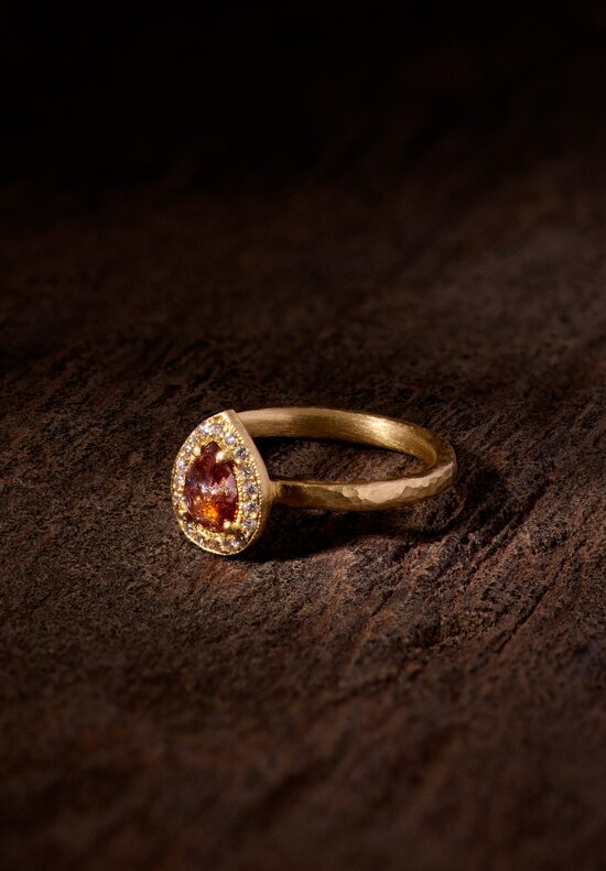 Yasuko Azuma 18k, Orange Diamond Halo Ring