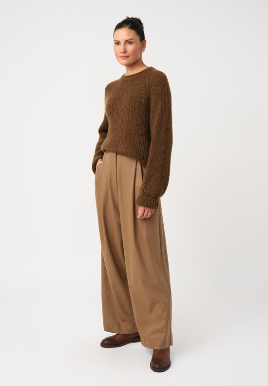 'S Max Mara Wide-Leg Pleated Pants with Pockets in Khaki Brown