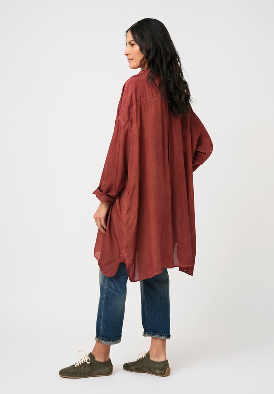 Rundholz DIP Garment Dyed Button-Down Tunic in Crab Red