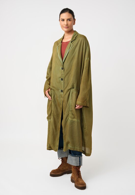 Rundholz DIP Overydyed Sheen Finish Duster with Exaggerated Back Slit