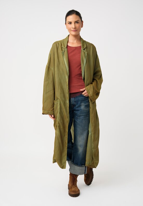 Rundholz DIP Overydyed Sheen Finish Duster with Exaggerated Back Slit