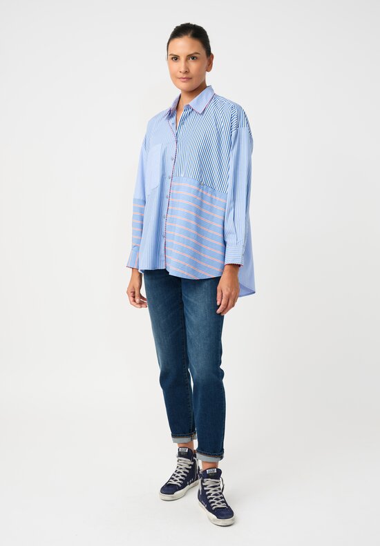 Péro Cotton Hand-Made Striped Button Down Top