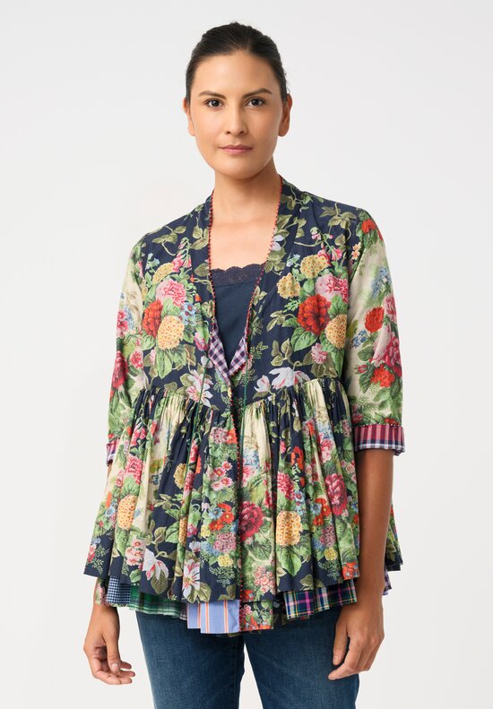 Péro Silk? Blend Peonies Deep-V Gathered Jacket