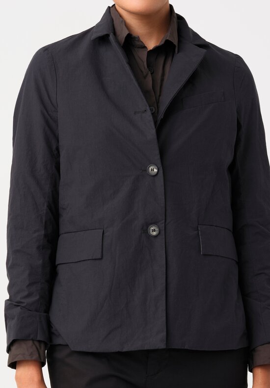 Bergfabel Cotton Twill Notch Lapel Button-Down Giulia Jacket in Navy Blue