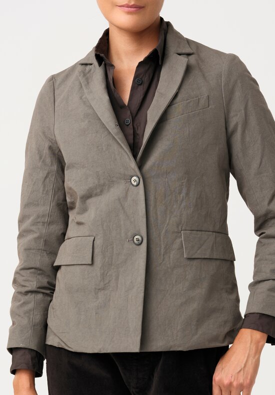 Bergfabel Cotton Twill Notch Lapel Button-Down Giulia Jacket in Muted Grey Green