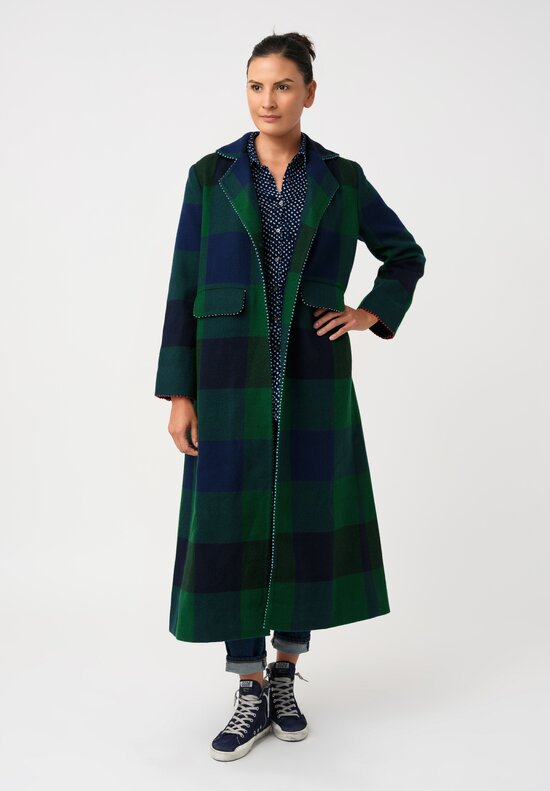 Péro Woven Plaid Double Vent Coat