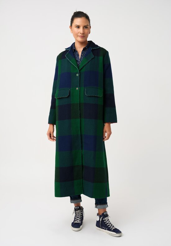 Péro Woven Plaid Double Vent Coat
