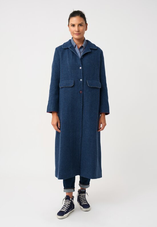 Péro Woven Hand-Knotted Coat with Plaid Double Vent Detail