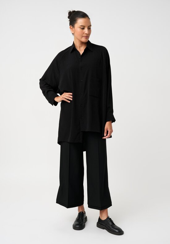 Yohji Yamamoto Vented & Tiered Hem Pants in Black