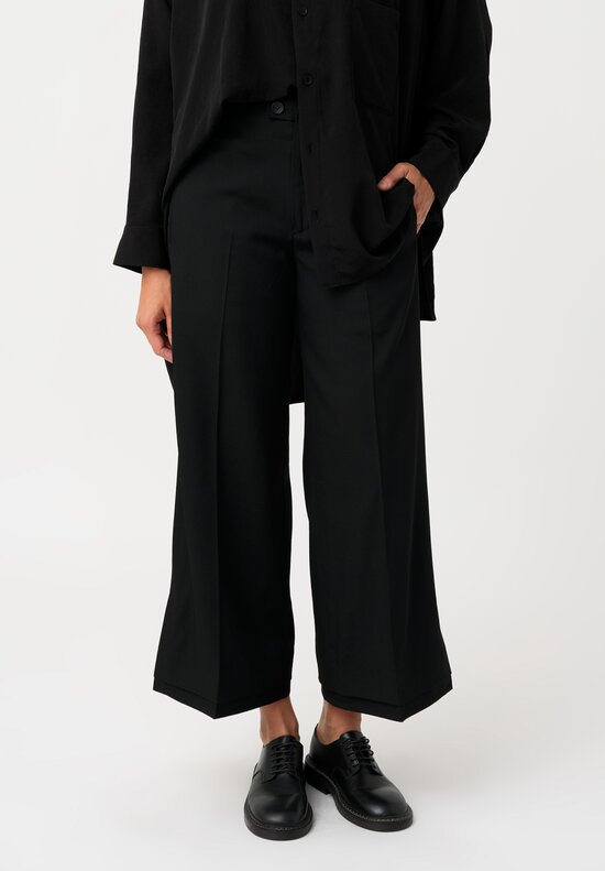 Yohji Yamamoto Vented & Tiered Hem Pants in Black