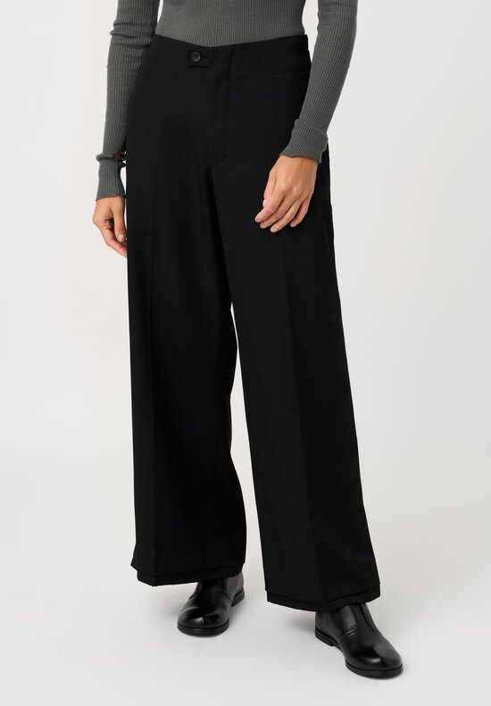 Yohji Yamamoto Vented & Tiered Hem Pants in Black