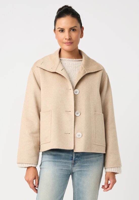 Nanna Pause Cashmere Enid Button Down Jacket in Natural Cream