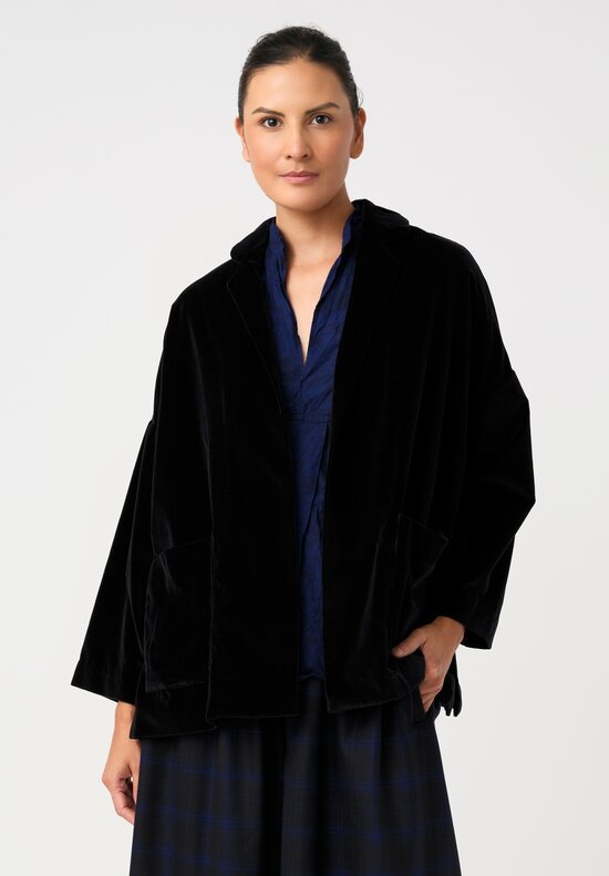 Daniela Gregis Washed Cotton Velvet Gladiolo Bianco Jacket in Deep Navy	