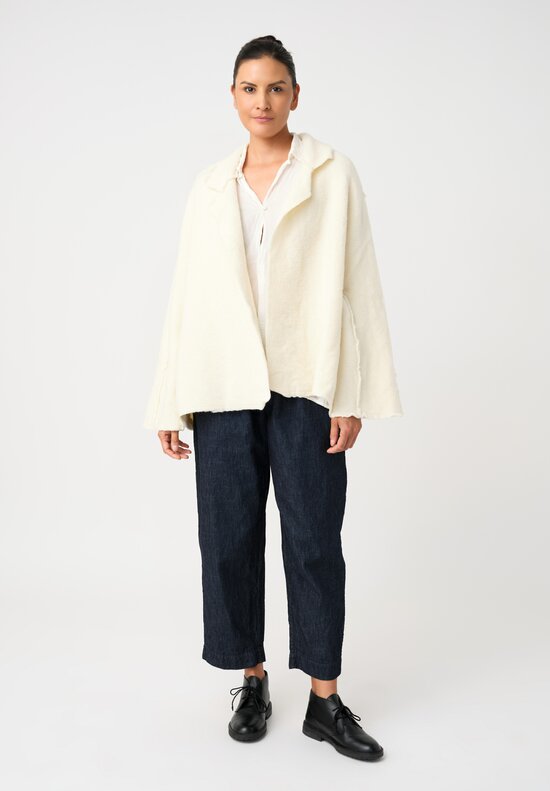 Daniela Gregis Washed Alpaca Papavero Tasche Jacket in Bianco Cream