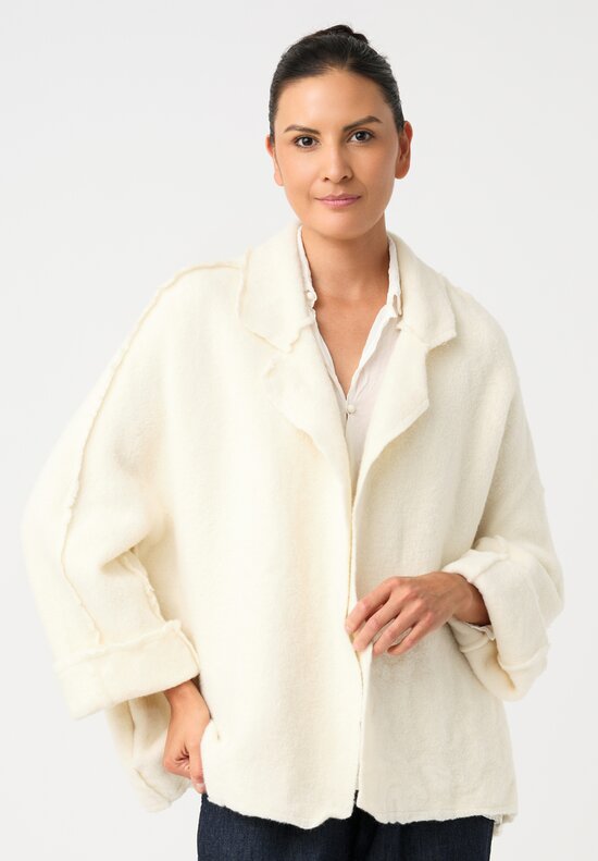Daniela Gregis Washed Alpaca Papavero Tasche Jacket in Bianco Cream