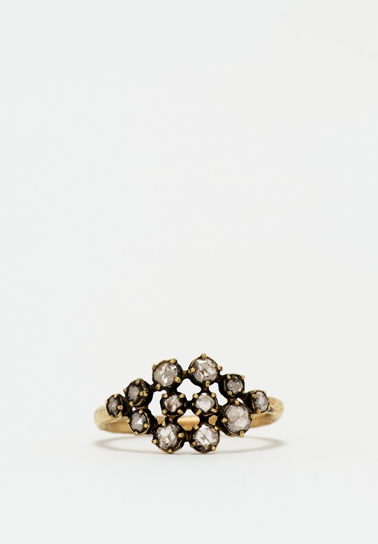 Noguchi Bijoux 14K Hammered & Oxidized Gold Tsubu Ring with Rose Cut Diamonds	