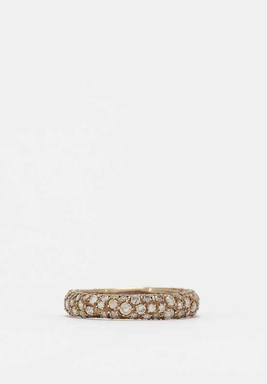 Noguchi Bijoux 14K Sandblasted White Gold Band Ring with Pavé Set Diamonds	