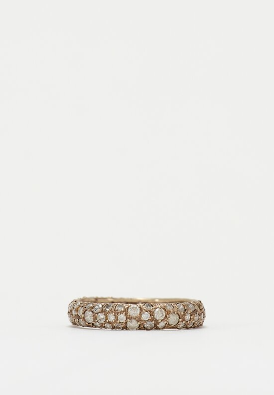 Noguchi Bijoux 14K Sandblasted White Gold Band Ring with Pavé Set Diamonds	
