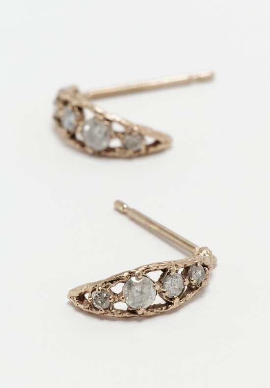 Noguchi Bijoux 14K White Gold Lace, Diamond Crescent Dangle Stud Earrings	