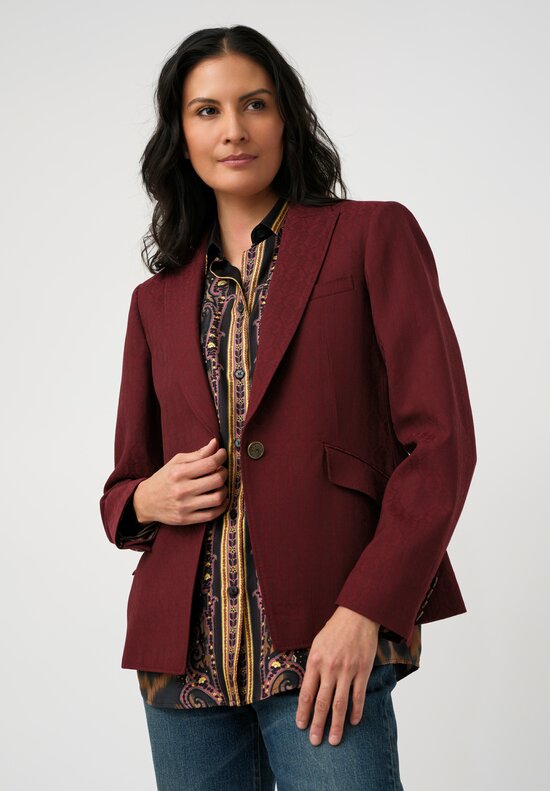 Etro Tonal Jacquard Woven Peak Lapel Blazer